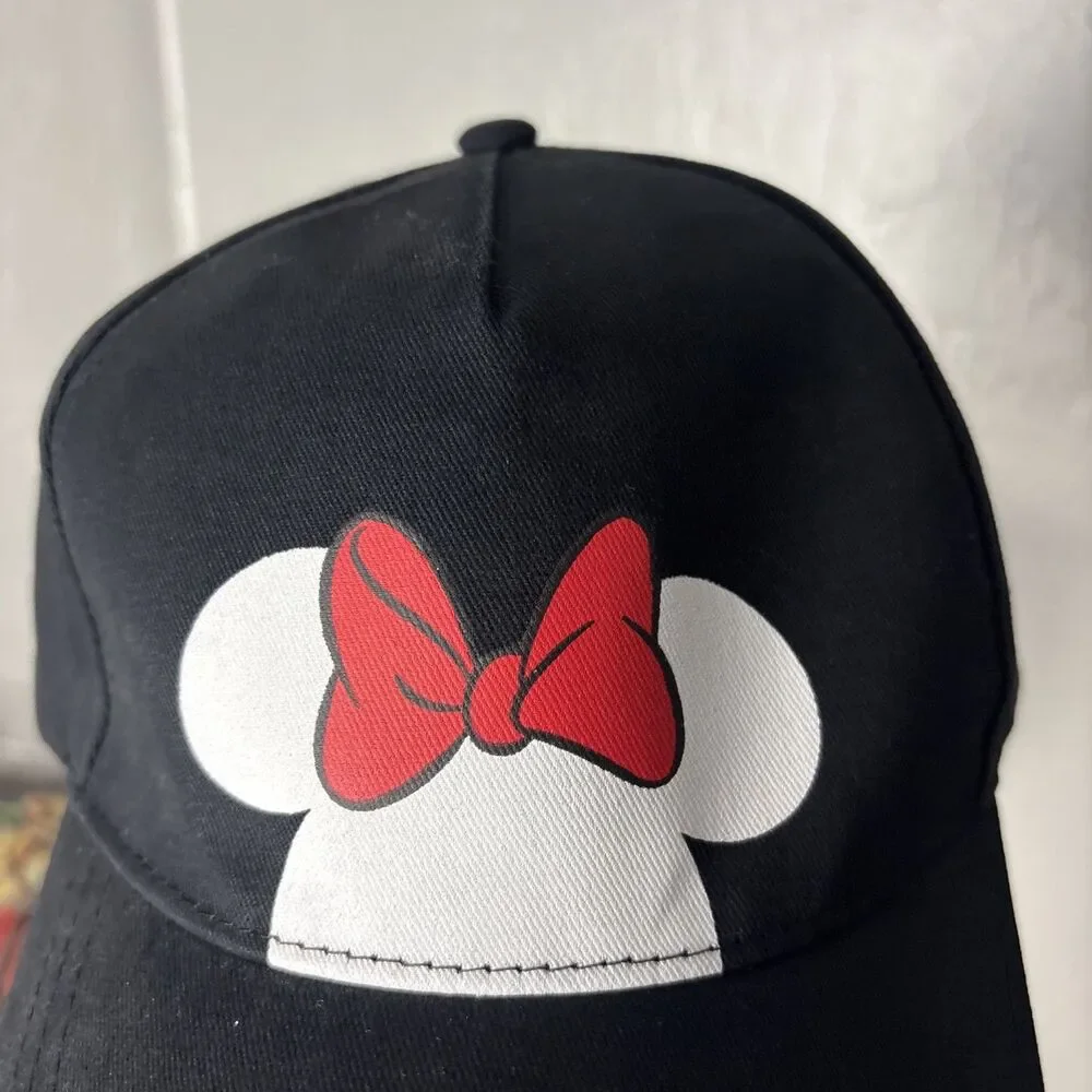 Disney Minnie Mouse Baseball Hat Black NWT Aldi Exclusive Red Bow Adjustable Cap